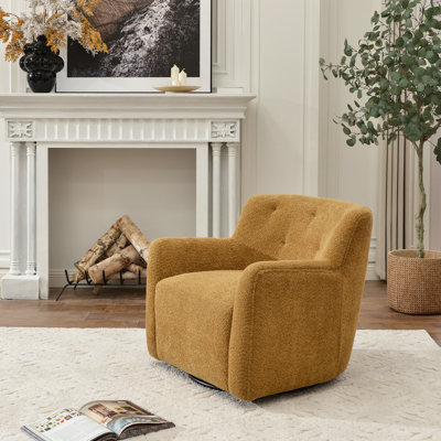Fae Chenille Upholstered Swivel Armchair