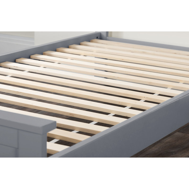 Codman Solid Wood Painted Bed Frame - Modern Farmhouse Style, Grey, Double (4'6)