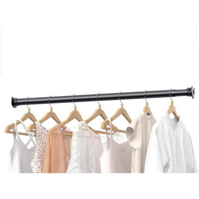 Closet Rods For Hanging Clothes, 17 To 84 Inches Stepless Adjustable Metal Closet Rod, 1.3 Inches Heavy Duty Clothes Hanging Rod For Closet Wardrobes Laundry RV