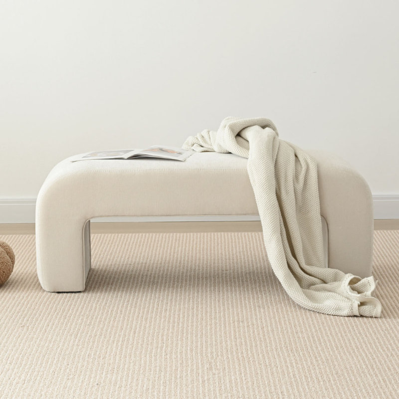 Banc rembourré Ichika, Chenille beige