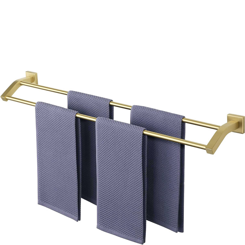 Porte-serviettes double en acier inoxydable 32 pouces SUS304, Doré