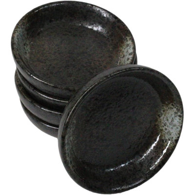Pack Of 6 Ceramic Grey Hakumu Soy Sauce Oil Condiment Round Dishes Bowls 1.5Oz