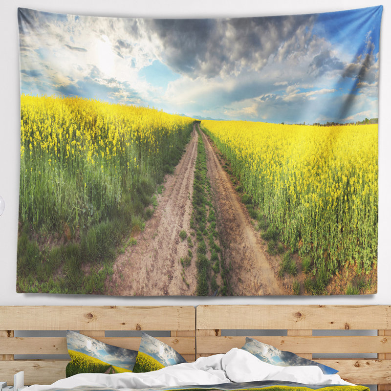 Tapisserie panorama paysager au-dessus de canola, H 68 po x l 80 po