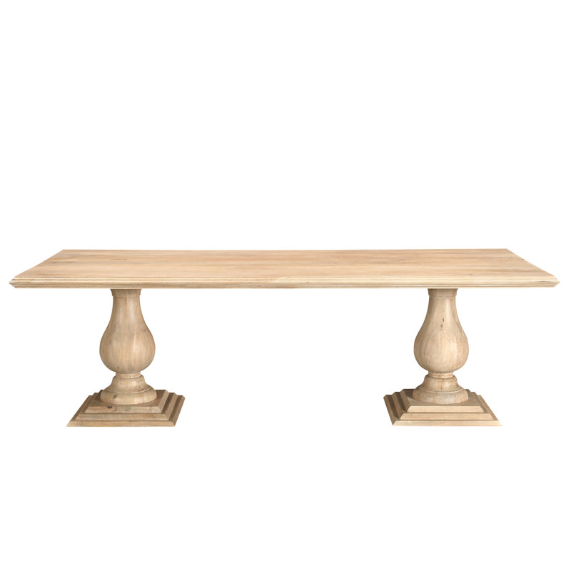 Josiane Solid Wood Top Double Pedestal Dining Set, 12 Pieces: Table, 11 Chairs, 30" H x 96" L x 42" W
