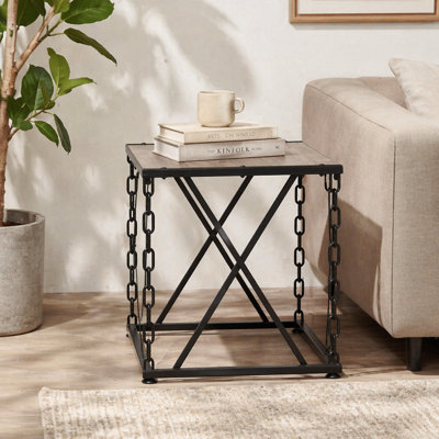 Jodie Rustic Oak & Antique Black Finish Console Table