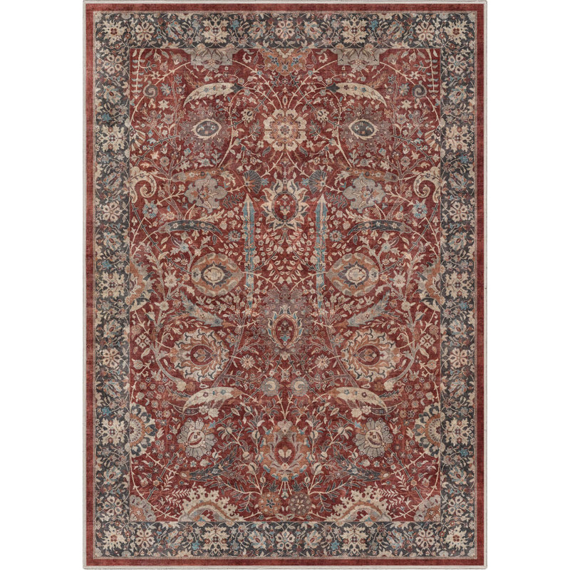 Asha Oriental Persian Flat-Weave Red Rug, Rectangle 6' x 9'