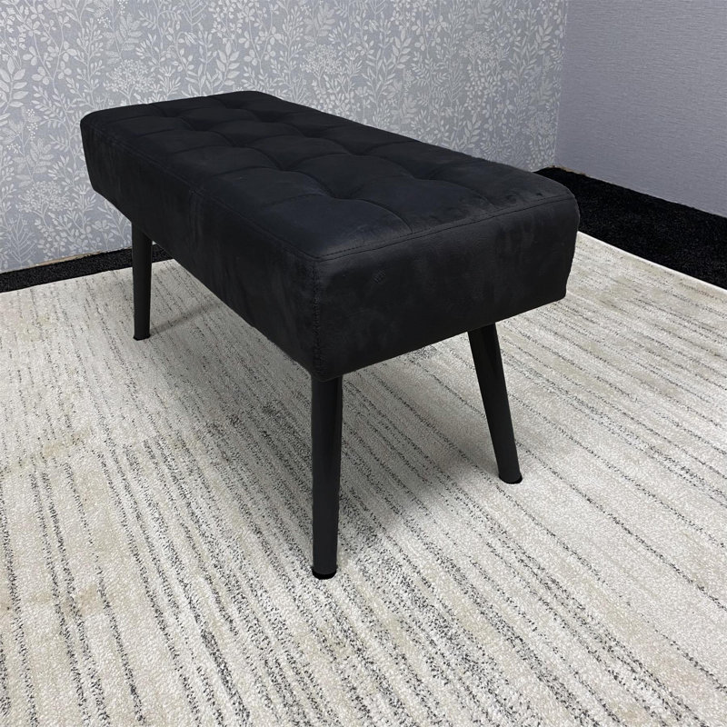 Dining Table and 4 Velvet Chairs With 1 Bench Dining Set Furniture, 75cm H x 117cm L x 77cm W, Black, Charcoal
