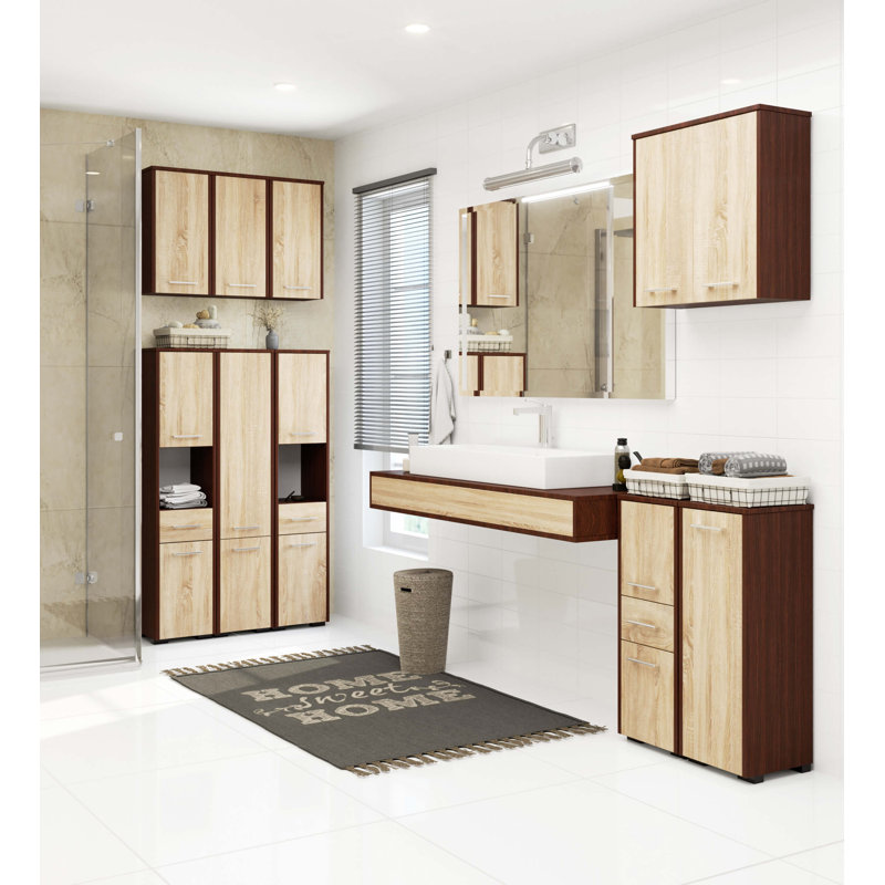 Ercelle Linen Cabinet, Wenge/Sonoma