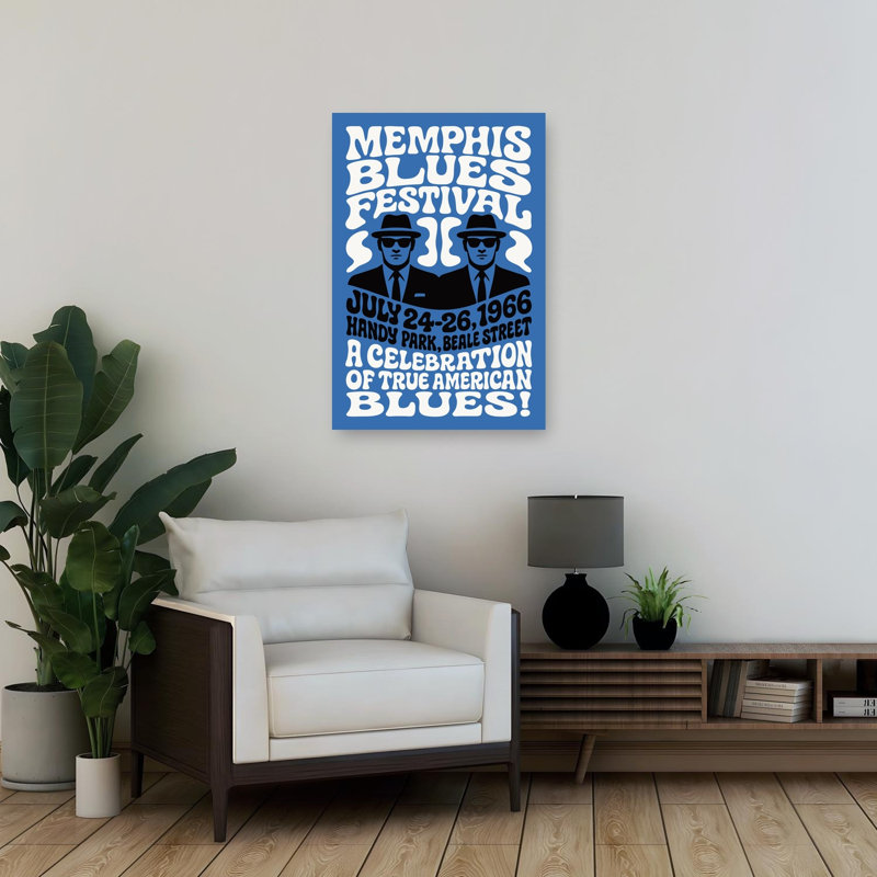 «Memphis Blues Festival», art rétro rétro classique, 36" H x 24" W