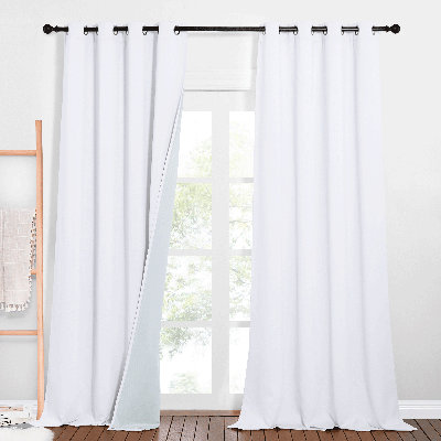 100% Full Blackout Curtains 3 Layers Soundproof Grommet Thermal Insulated Drapes for Bedroom, 2 Panels