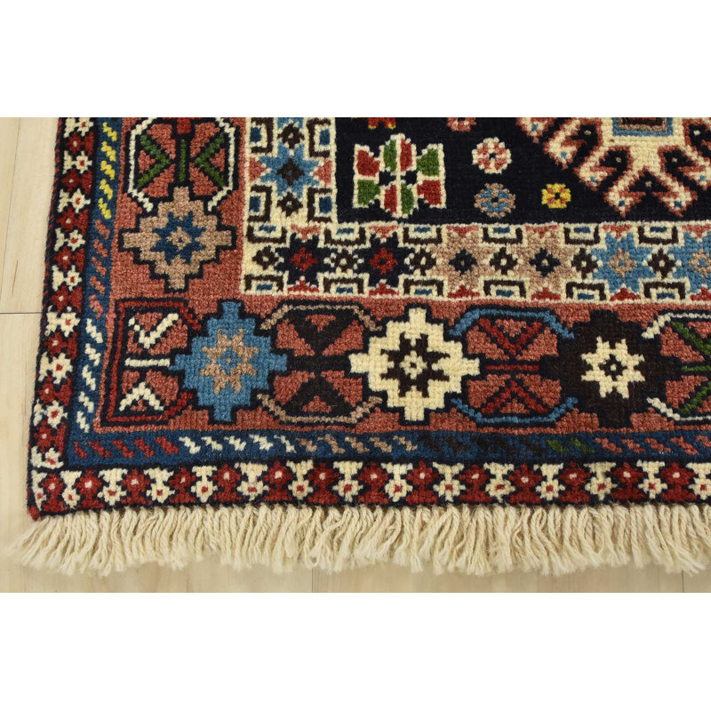 Tapis unique en laine 3 pi 5 po x 4 pi 10 po Fahja Bleu