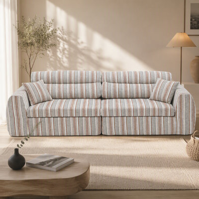 Space-Saving Woven Chenille Sofa with No-Assembly Compression