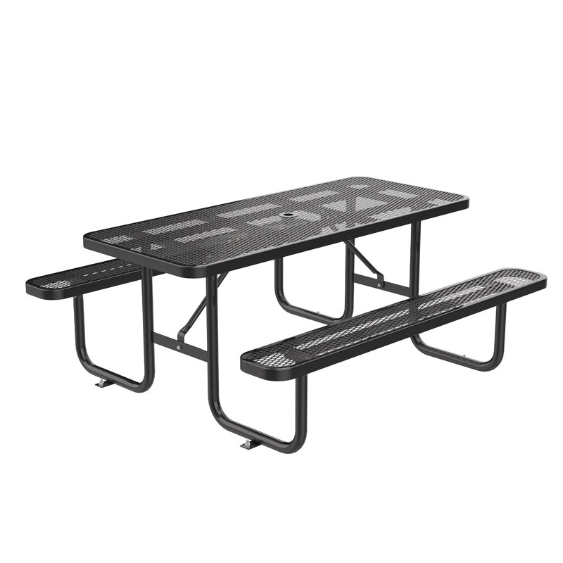 96" Rectangular Picnic Tables For Patio, Black