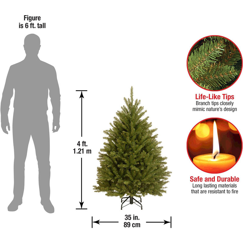 Arbre de Noël artificiel éclairé - support inclus, 4 pi