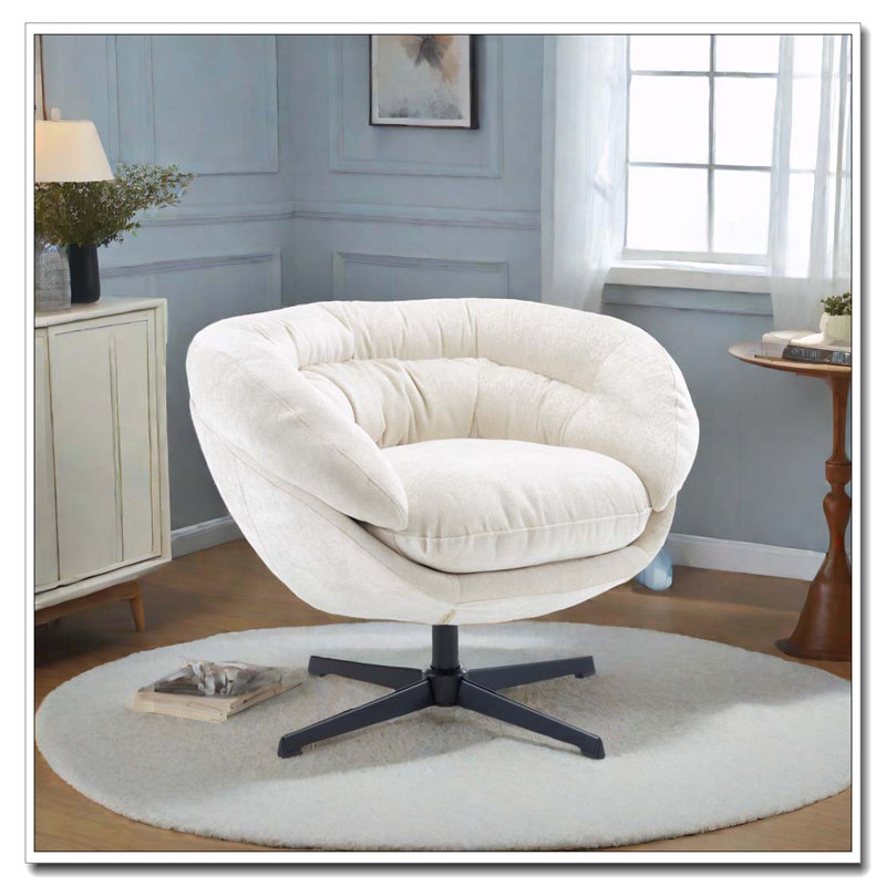 Fauteuil club pivotant à 360 ° en chenille, Beige