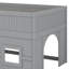 Lit mezzanine bas en bois avec tablettes de rangement et glissade-1283750650