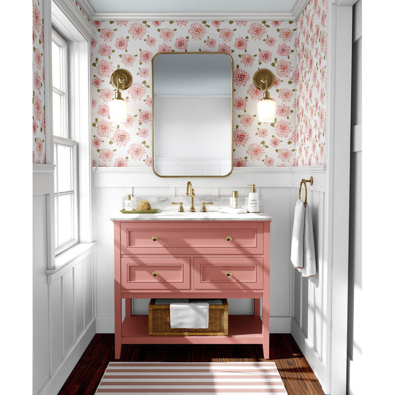 Fifty States Hydrangea 10' L x 24" W Wallpaper Roll, Blush, Non-pasted, Faux Grasscloth