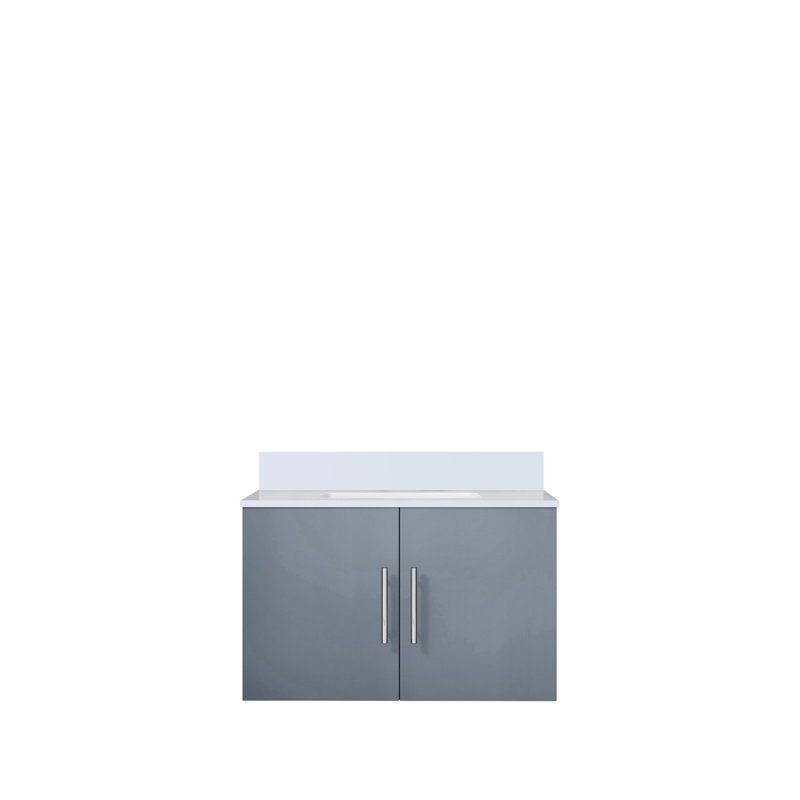 Meuble-lavabo gris foncé 30 po X P 22 po D, avec plateau en quartz blanc, Gris foncé
