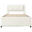 Lit plateforme double tapissier double avec gigogne, couleur beige, construction, pin facile à monter et pieds stables
