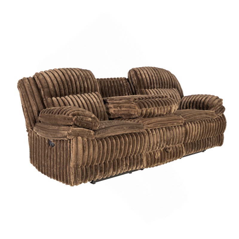 Manual Motion Sofa Recliner Fur-Like Corduroy In Chocolate