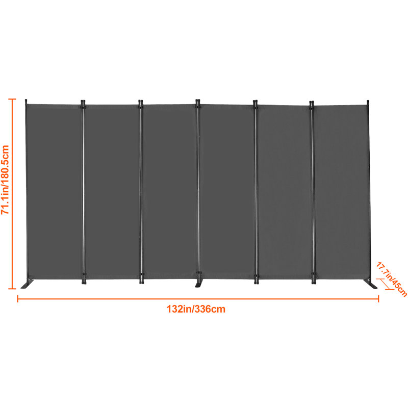 Paravent gris à 6 panneaux, écran d'intimité portatif, cloison autoportante pour différentes pièces, tissu de haute qualité, structure en fer, rangement simple pliant gris, différentes occasions, fiabilité rapide
