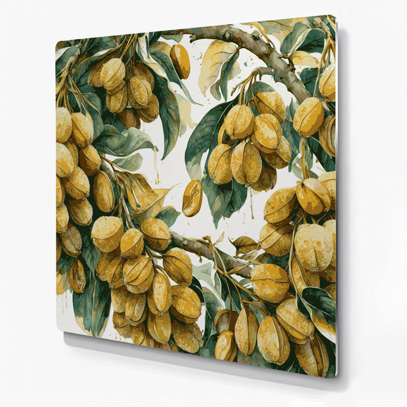 «Fruit Longan», art mural en métal brun, H 8 po x l 8 po