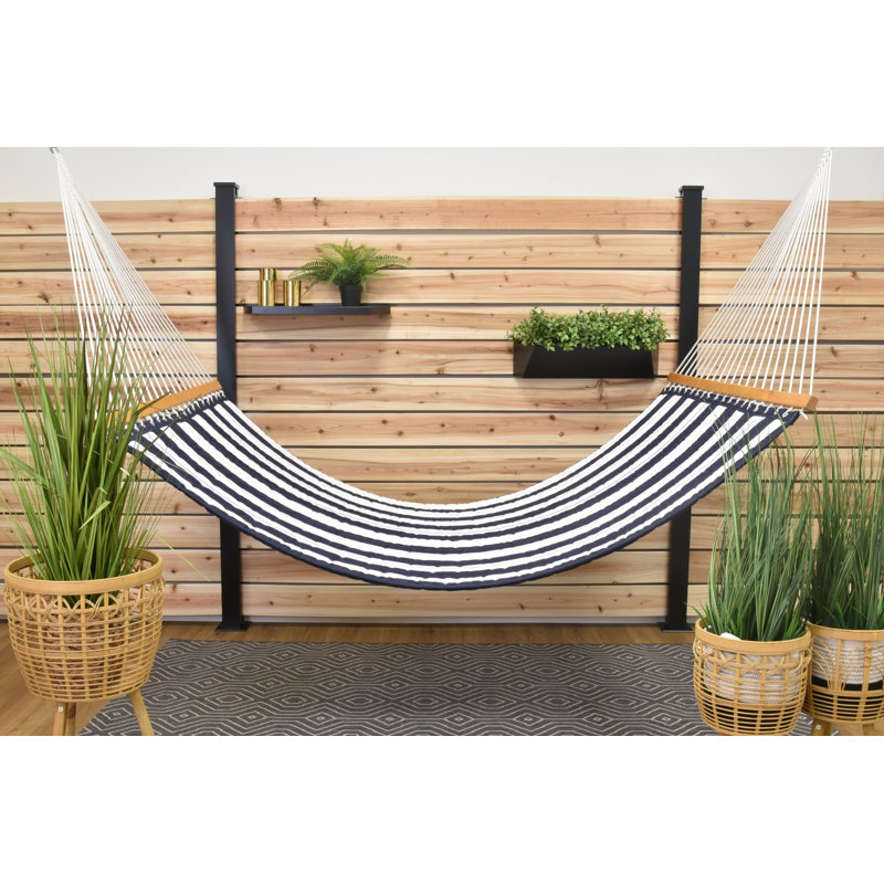 Hamac double réversible en tissu Sunbrella Vivere Tullis (capacité de 450 lb), Bleu marine/blanc