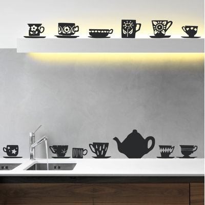 Décalcomanie murale tasses de thé