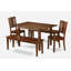 Ensemble de table de salle à manger 5 pièces pour 4 personnes comprenant une table de cuisine rectangulaire avec rallonge papillon et 2 chaises de salle à manger avec 2 bancs, 36 x 54 pouces, acajou-2002579461-2002579463-1920569483