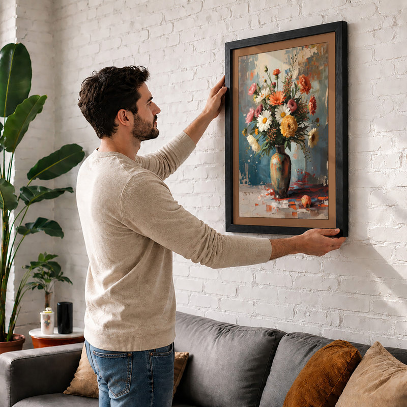 Faded Florals Boho - Framed Print, A1 - 84.1 x 59.4 cm, Black