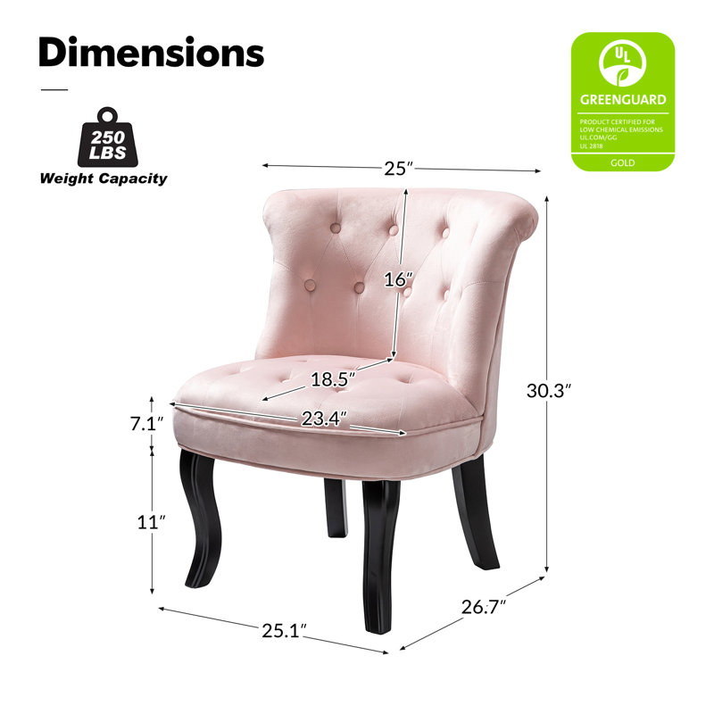Grenier Upholstered Wingback Button-Tufted Side Chair, Pink Polyester Blend