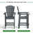 Outdoor Bar Stools Set of 2, HDPE Patio Bar Height Adirondack Chairs,Tall Barstools with Footrest for Kitchen,Poolside,Backyard,Garden (Tall Navy Blue)-103531885