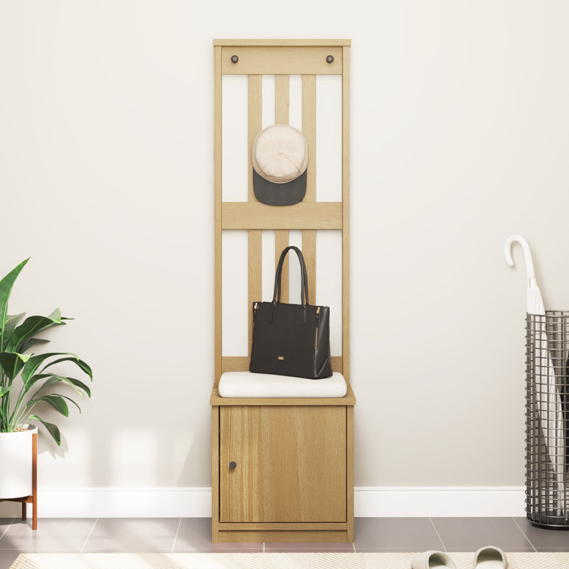 Hall Tree SANDNES 45X40x159.5 Cm Solid Wood Pine, Walnut