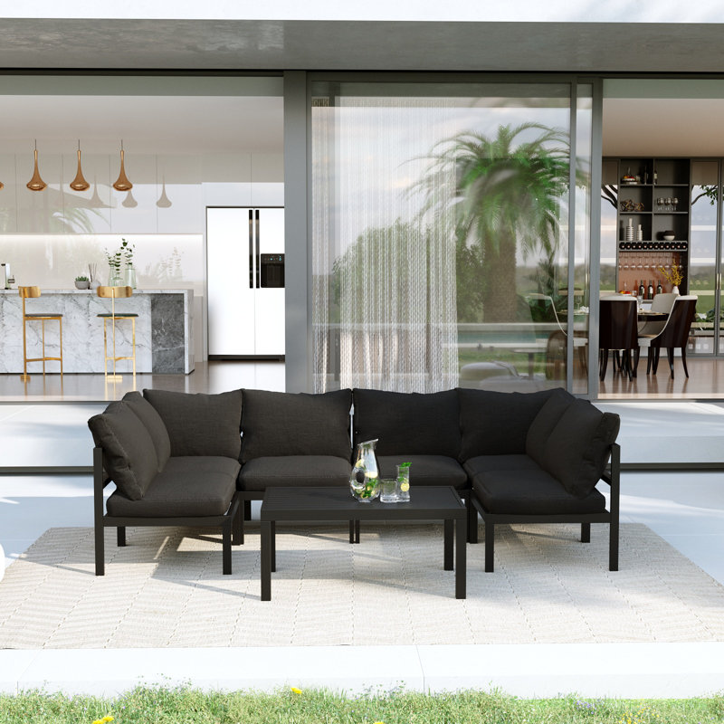 Bobur 6 - Person Modular Patio Conversation Sets with Cushions