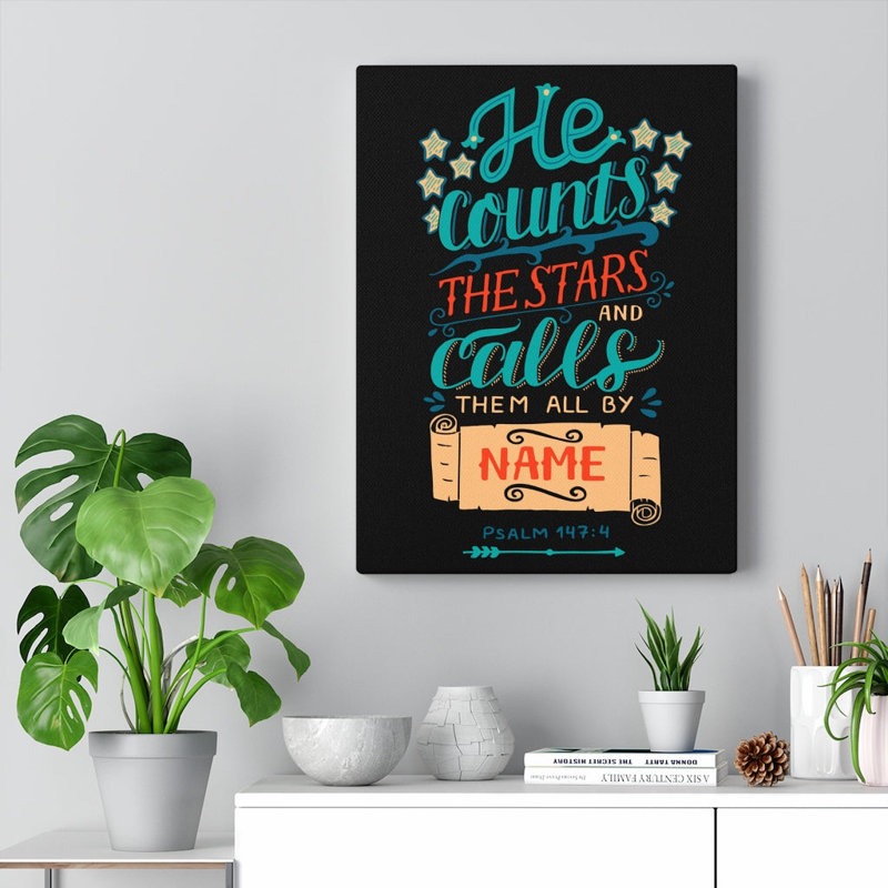 He Counts The Stars Psalm 147:4 - Wrapped Canvas Print, 41cm H x 30cm W
