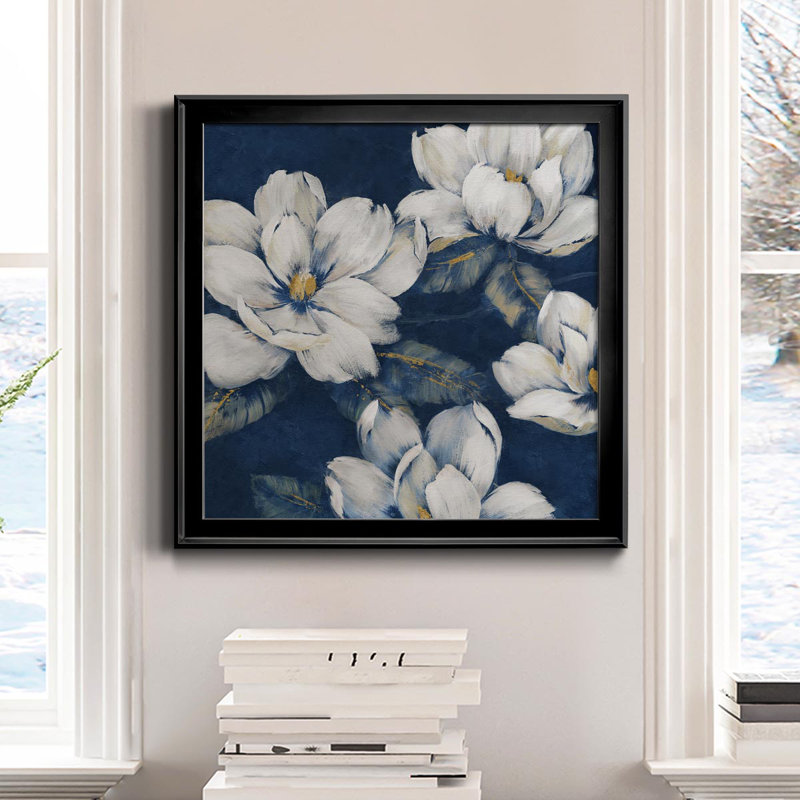 «Magnolias Indigo», reproduction d'art sur toile encadrée, H 30,5 po x l 30,5 po x P 1,5 po, Noir