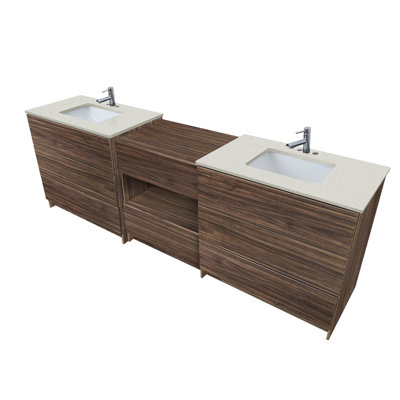 102'' Double Bathroom Vanity with Engineered Quartz Top