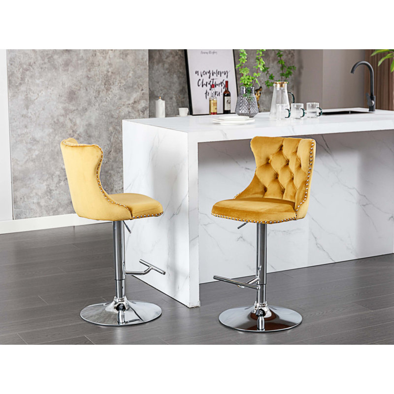 Tabouret à hauteur réglable Blevens, Argent, Or
