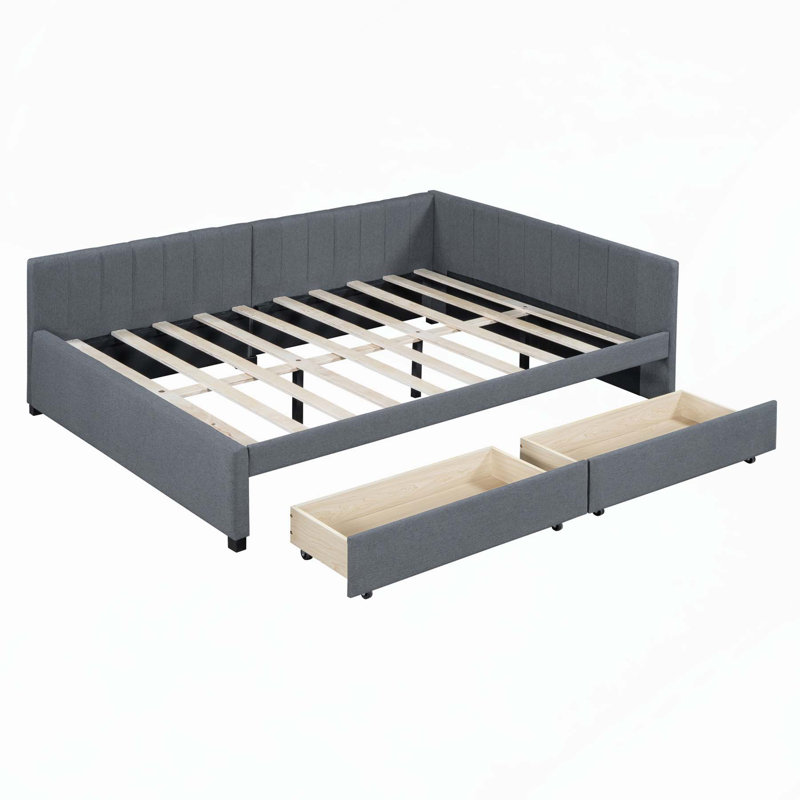Lit de jour rembourré polyvalent avec rangement et construction robuste pour la maison, Gris