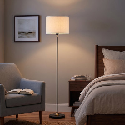 Lampe sur pied traditionnelle de 165 cm avec abat-jour cylindrique beige