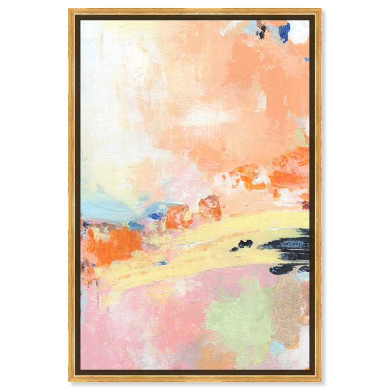 «Bright Seascape Boho Abstract» par Art Remedy, Cadre doré, H 16 po x l 11 po