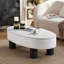 Table basse ovale avec plateau en faux marbre, table basse moderne Mid-Century avec tiroir caché