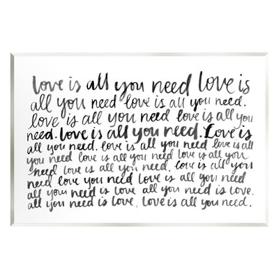 «Love All You Need Romantic Calligraphy Casual Cursive» par Grace Popp - Art textuel sans cadre sur panneau de fibres à densité moyenne