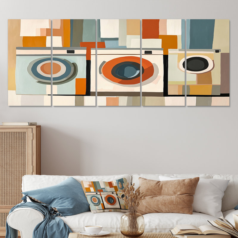 Orange Laundry Lines II - Ensemble d'art mural, H 28 po x l 60 po