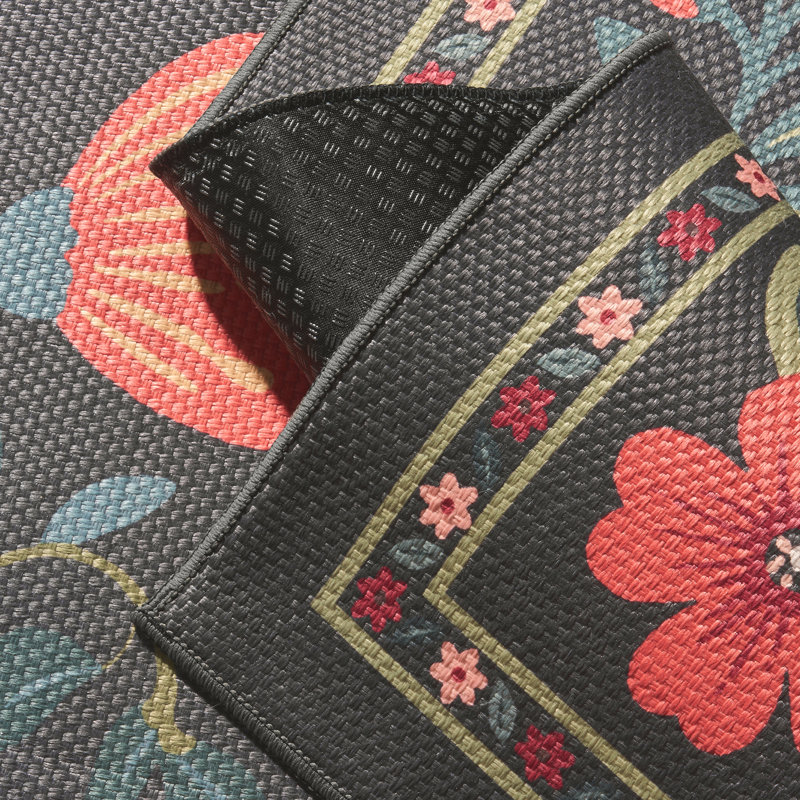 Tapis d'intérieur/extérieur vintage à motif floral résistant aux UV, Noir, Rectangle 8' x 10'