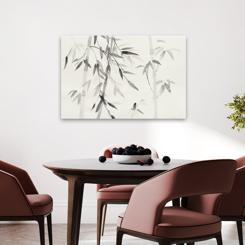 Art asiatique et feuilles de bambou III, H 24 po x l 36 po