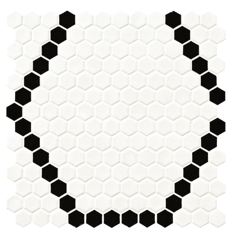 Hive 12 in. x 12 in. Matte Porcelain Mosaic Floor and Wall Tile, Black and White