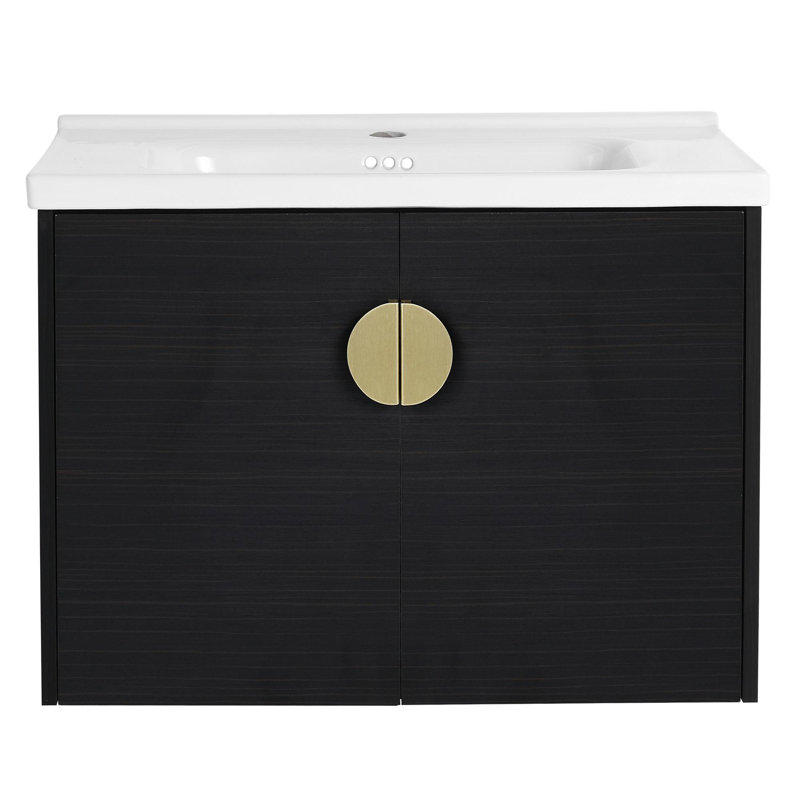 28"Soft-Close Door Bathroom Vanity with Sink, Black, 28"