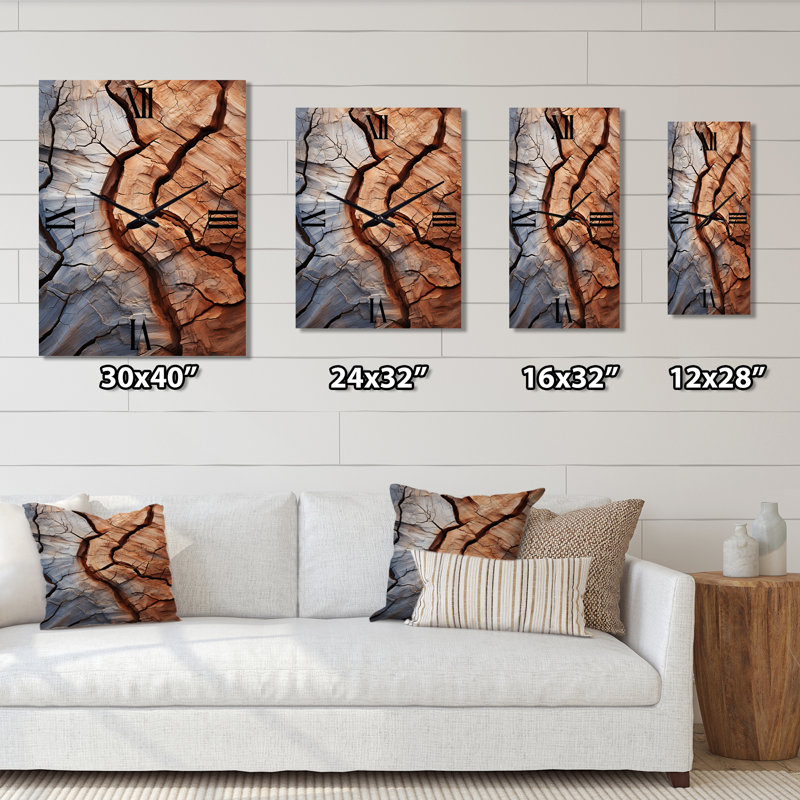 Desert Textures Of The Sand I - Landscape & Nature Wall Clock, 28" H x 12" W x 1" D