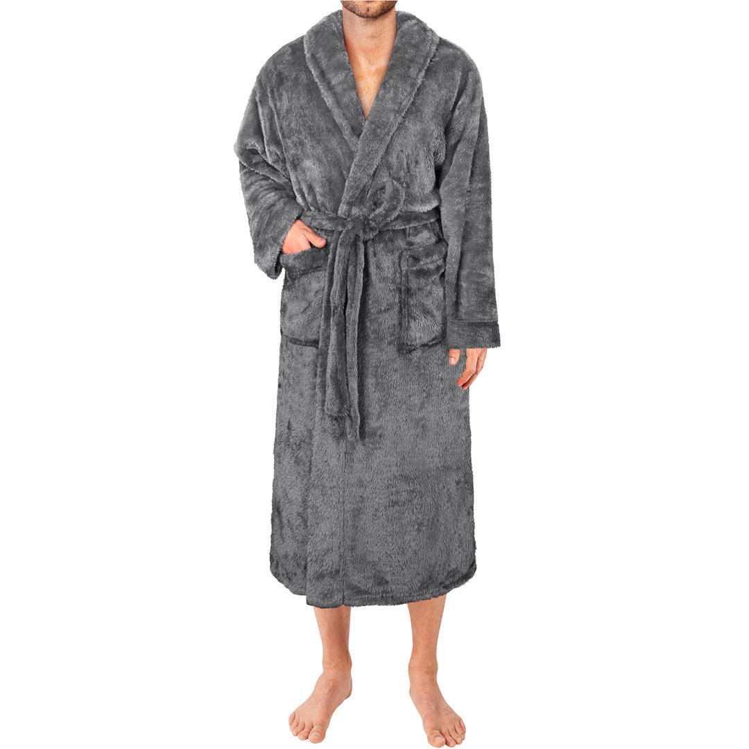 P-R5004 Fleece Mid-Calf Bathrobe with Pockets Pavilia 